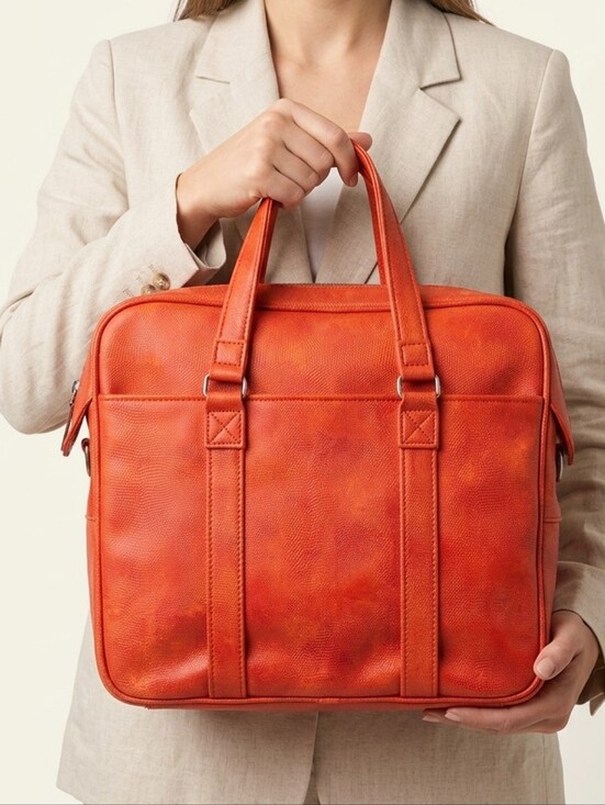 Samsonite Handbags - Vintage Samsonite Orange Leather Tote Amazing